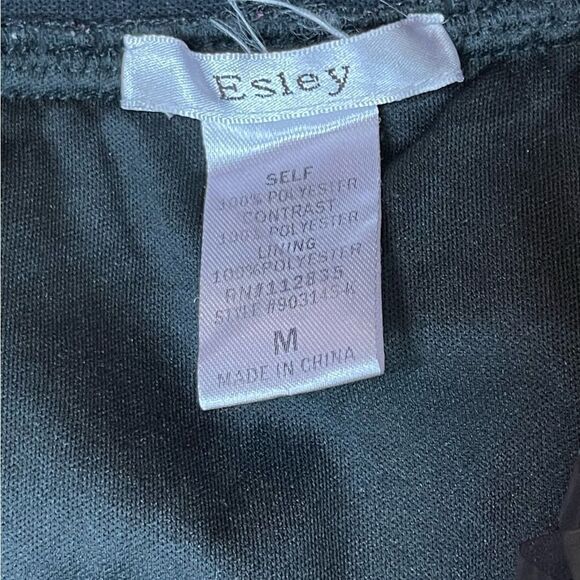 Esley Sz M Floral Black Pink Red Pleated Tulle Skirt Elastic Waist A-Line - Picture 8 of 8